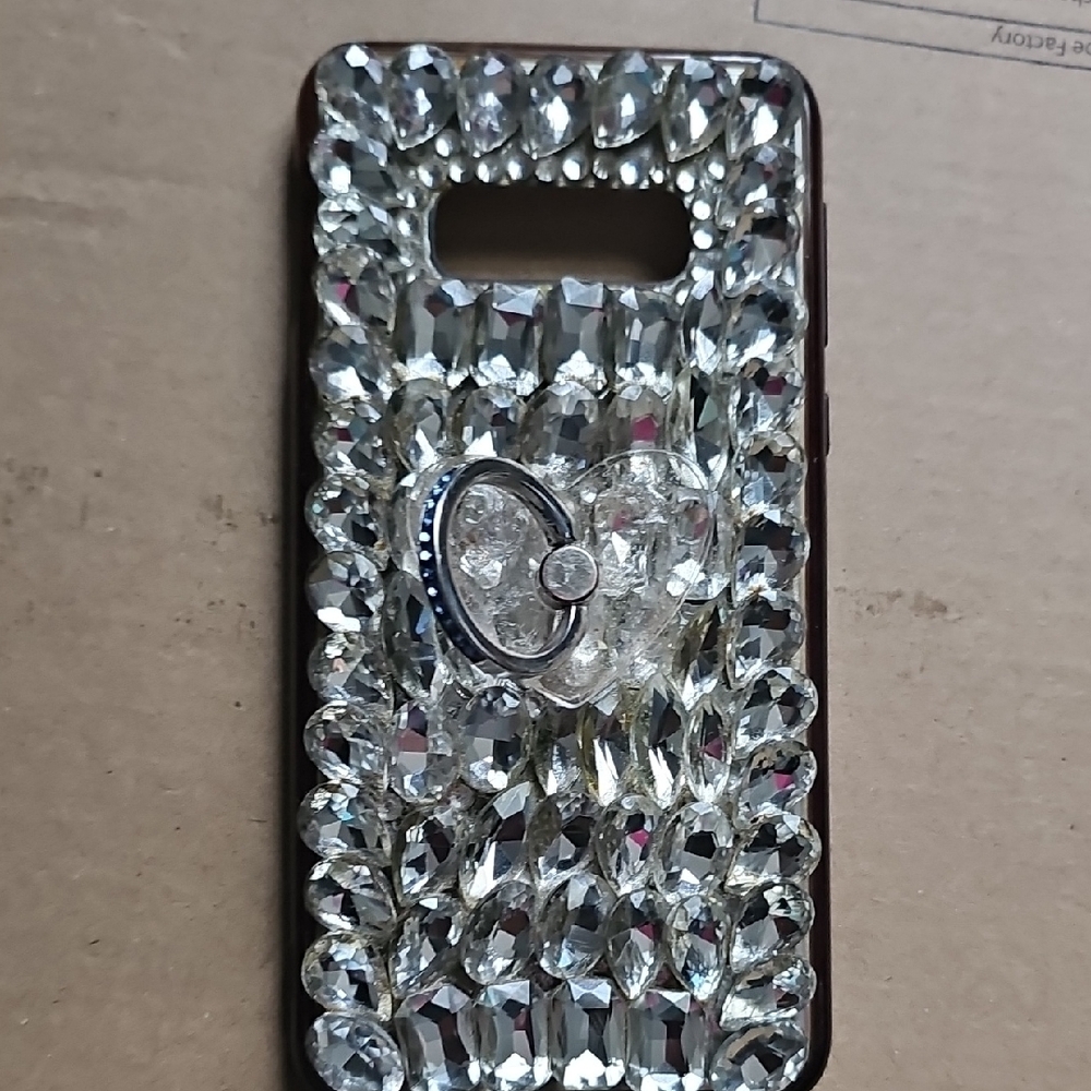 Crystal Rhinestone Phone Case with Ring Holder - Silver